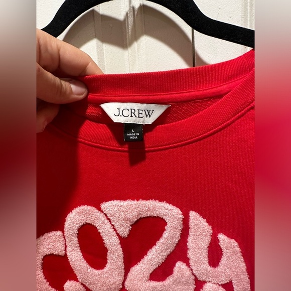 NWOT J.Crew Cozy Season Crewneck Sweatshirt Red , size Large - Picture 7 of 11